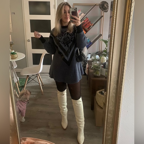 Free People Florence Sweater Mini Dress in Blue - Picture 5 of 5